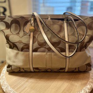 Coach Beige Signature Tote Bag